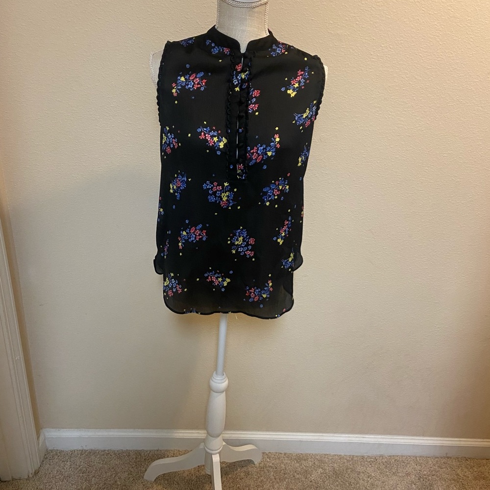 Ann Taylor Short Sleeve Blouse Black Size XS